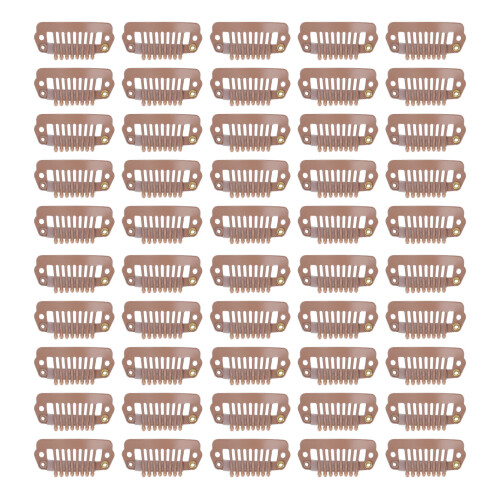 50pcs 8 Tips 8 Teeth Snap Comb Wig Clips Stainless