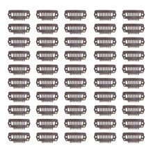 50pcs 8 Tips 8 Teeth Snap Comb Wig Clips Stainless