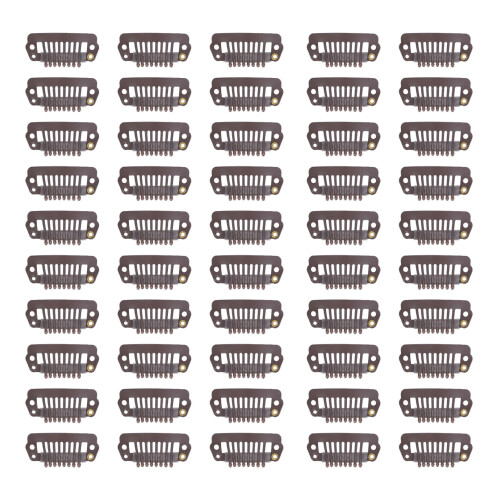 50pcs 8 Tips 8 Teeth Snap Comb Wig Clips Stainless