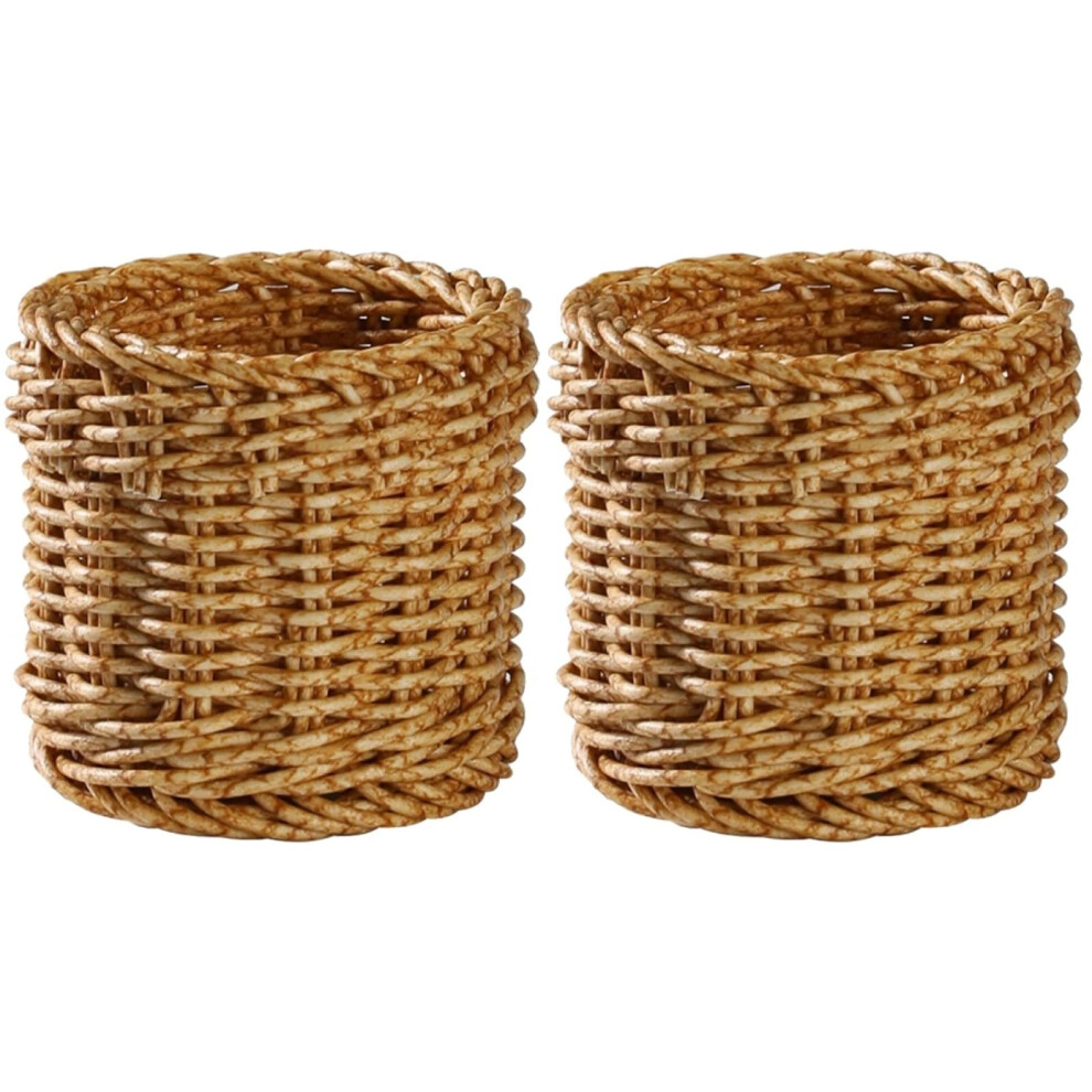 Rattan Pencil Holder Wicker Pen Cup Makeup Brush Organizer 4x4x3 Inch Cylinder Desk Storage 2 Pack-image-OPC-PJQG7N9-NEW