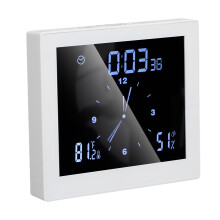 5-Zoll Wand-Duschtimer Digitaler Timer mit Alarm, Temperatur- und Luftfeuchtigkeitsanzeige, wasserdicht, für Zuhause und Badezimmer, Weiß