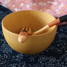 Round Wooden Kitchen Bowl for Nuts Fruits and Snacks, Light Color, Medium Size