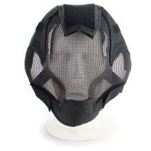 Tactical Airsoft Mask Full Face Mesh with Adjustable Ear Protection for Outdoor CS Game Hunting Paintball Cosplay Black