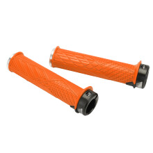 2PCS Mountain Bike Grip Locks TPR Rubber Aluminum 138mm Orange