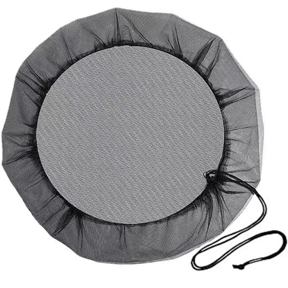 Mesh Rain Barrel Cover 47-Inch Tear-Resistant Outdoor Net with Drawstring, Black, Leaf and Dirt Protection-image-OPC-PJQG9X6-NEW