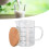 V-Shaped Nozzle Glass Measuring Cup 400ml with Bamboo Handle 3