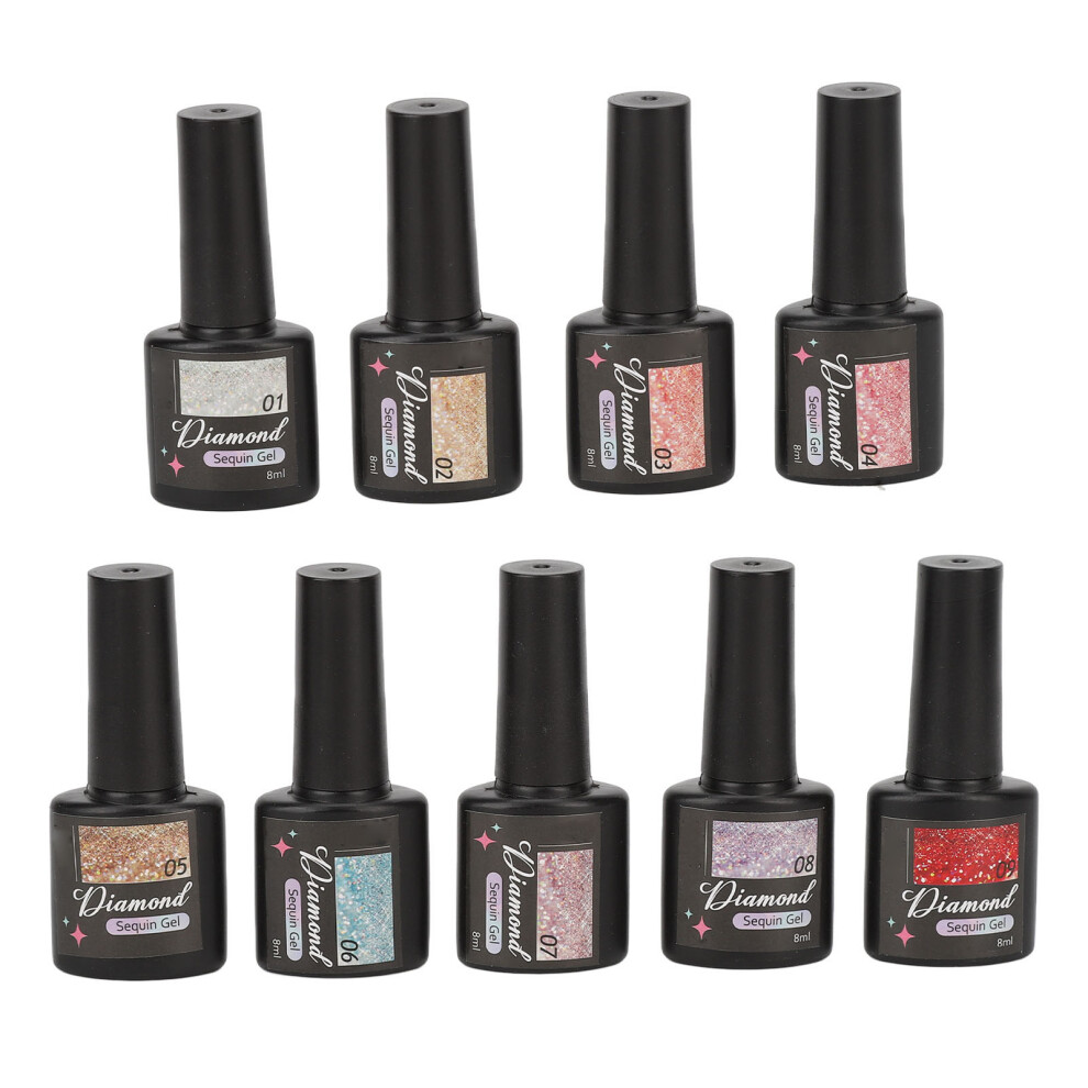 9pcs Glitter Gel Polish Set 8ml Multi Colors