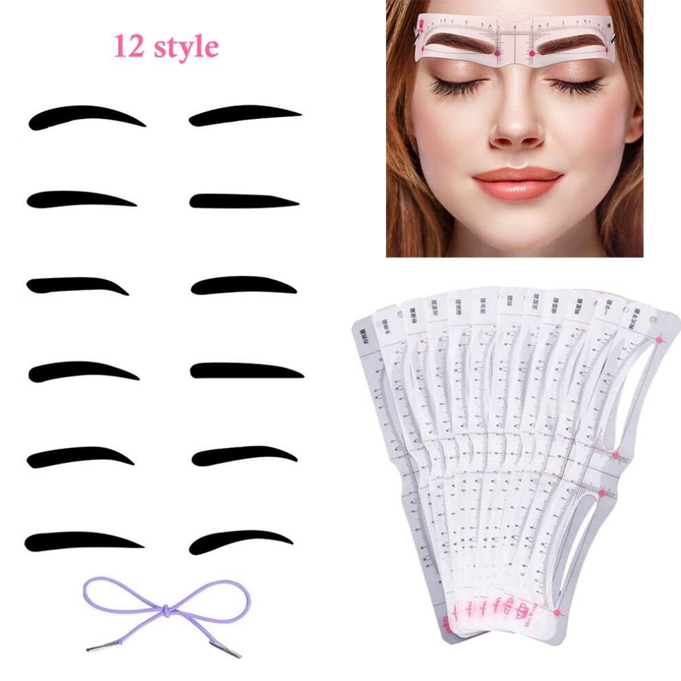 12PCS Eyebrow Shaping Tool Kits Eyebrow Stencils