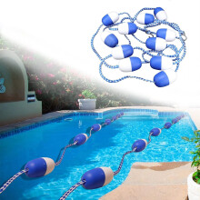 Pool Separation Rope - 10 to 40 Feet Blue White Swimming Safety Rope with 2 Hooks for Outdoor Commercial Use