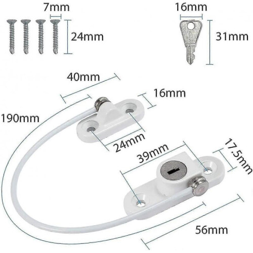 4 Pcs Security Window Lock; Window Security Door Lock with Key 2