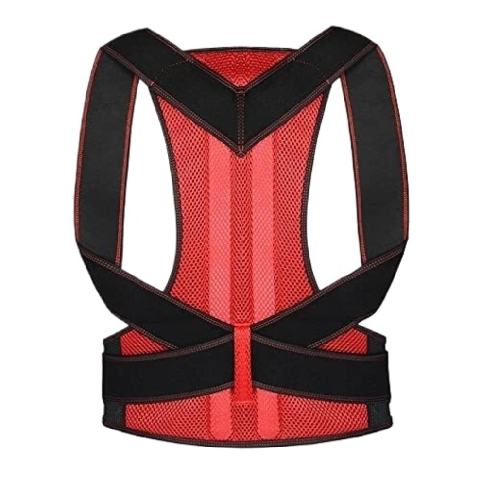 Abdominal Belt Fitness Belt Adjustable Back Posture Corrector XL for Humpback, Lumbar Support, and Waist Training in Rood