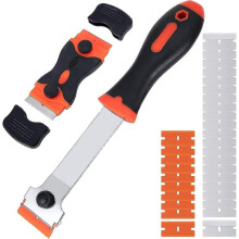 Glass Scraper Ceramic Hob Scraper; 2 Pcs Grout Scraper with 10 Plastic Blades And 20 Metal Blades for Glass Mirror Floor Cleaning