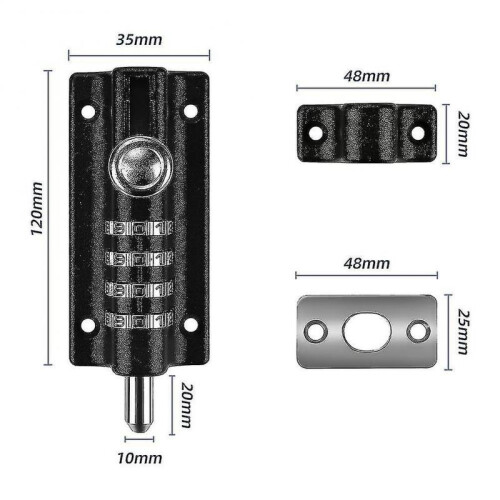 Coded Door Lock; Yideng 4 Wheels Recodable Gate Lock Water Resistant Keyless Combination Lock 1