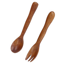 2 Stück Holzlöffel-Gabel-Set Wiederverwendbare Salatbesteck Wiederverwendbares Besteck für Zuhause und unterwegs