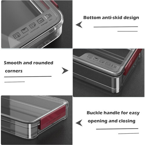 2 Pack Clear Plastic Document Storage Boxes with Lids, Stackable A4 Paper Organizers, White Craft Storage Containers 1
