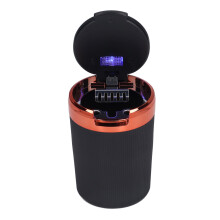 3W Leuchtendes Auto-Aschenbecher mit LED-Lichtdeckel, feuerfest, rauchfreier Zigarettenaschenbecher für Zuhause und Büro, Orange
