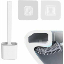 Flexible Silicone Toilet Brush with Holder; Soft Silicone Bristles; Deep Cleaning Bathroom Toilet Brush And Quick-drying Holder Set; Non-slip Long Pla