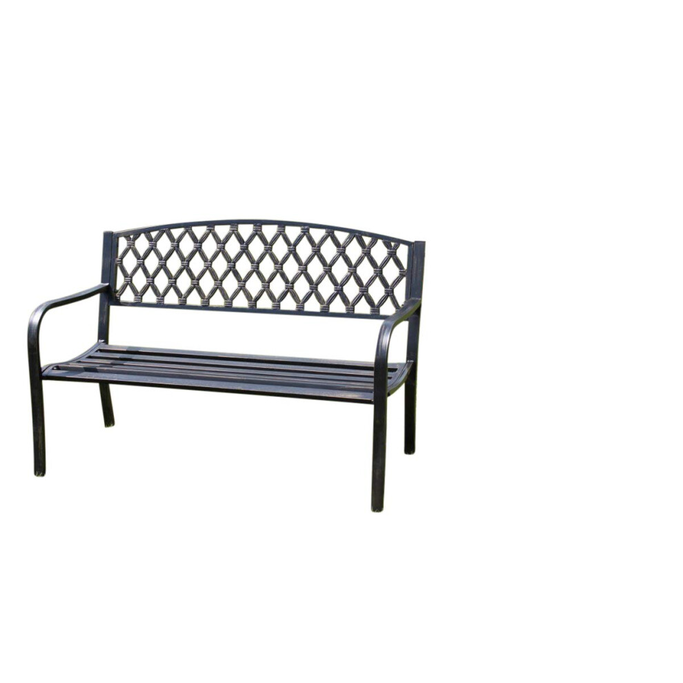 Warwick Metal Garden Bench with Web Pattern Cast Iron Back-image-OPC-PJQGGGC-NEW