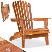 CASARIA? Adirondack Garden Chair | Acacia Wood | Foldable | Rounded Armrests, High Back and Extra Wide Seat | Ergonomic Outdoor Patio Deck Furniture |