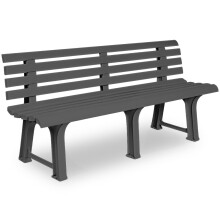 Garden Bench Outdoor 3 Seater Patio Terrace Furniture Weatherproof Durable Plastic Seat Grey