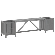 vidaXL Outdoor Garden Bench with 2 Planter Boxes - Durable Solid Acacia Wood in Grey Finish - Perfect Patio, Deck, or Backyard Seating