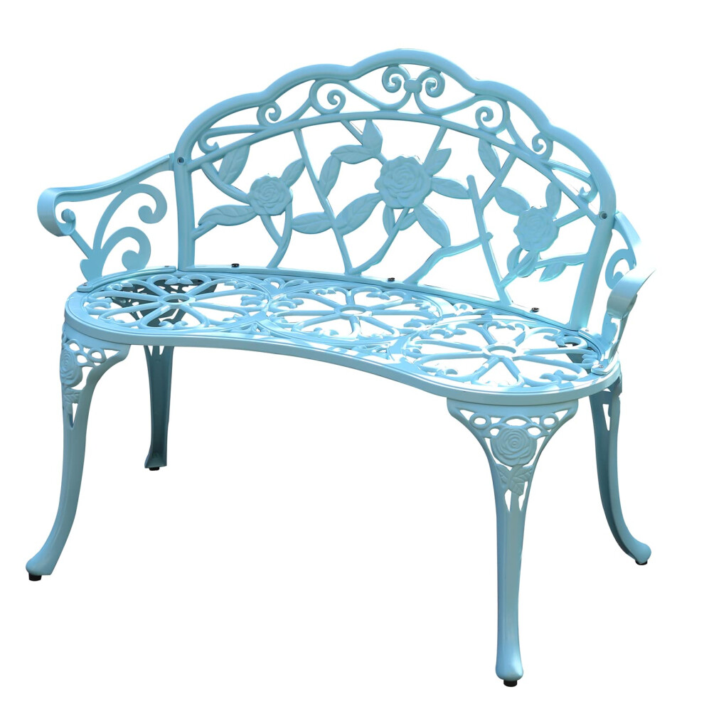 KAILI Garden Bench, Metal Aluminum Rose, Suitable for Garden Porch Park Front Porch Balcony Outdoor (Light Blue)-image-OPC-PJQGGZQ-NEW