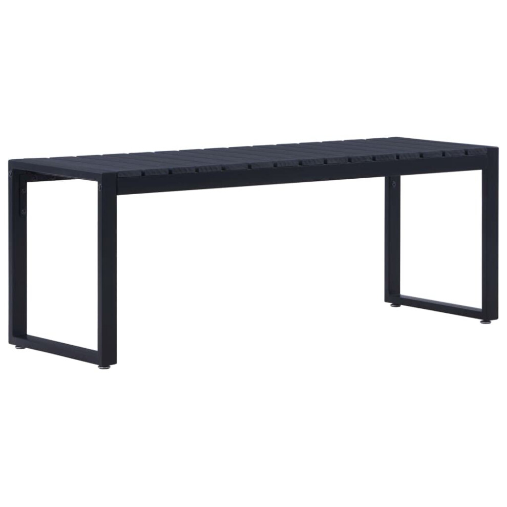 vidaXL Garden Bench PS Board in Black, Iron Frame, Contemporary Design, Comfortably Cosy, Easy Assembly, Outdoor seating-image-OPC-PJQGH5J-NEW