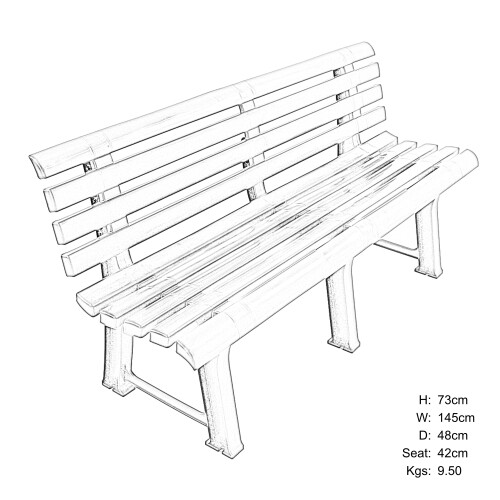 TRABELLA Garden Resin Plastic Brindisi Bench Anthracite 2