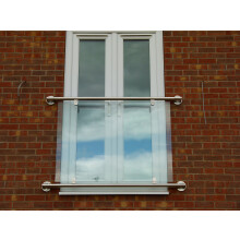 Dio-Met Modern Style Stainless Steel Juliette Balcony - Glass Infill (1800mm Opening)
