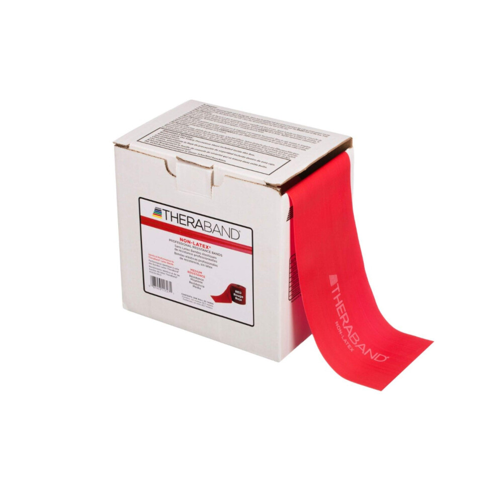 Theraband Latex-Free Resistance Band For Pilates, Home Gym, Rehab, Professional Physical Therapy & Fitness Equipment, 45.5 Metre, Medium Red