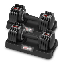 EnterSports 12kgx2 Adjustable Dumbbells, 5 Dumbbell Weights Levels(2-12kg) for Space-Saving, Anti-Slip Handle with Safety Locking Mechanism, Home Gym
