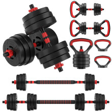 Signature Fitness 60LB 4-in-1 Portable Changeable ?Adjustable Dumbbell? Set Barbell? Set and Kettlebell Set with Adjustable Weights