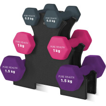 Neoprene Dumbbell Hand Weights Pair Home Exercise for Women Men Arm Pilates Dumbbells in 1kg 1.5kg 2kg 3kg 4kg 5kg 8kg 10kg Set ((6kg Set with Stand),