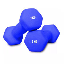 7kg x 2 Neoprene Dumbbells Pair ? Hex Dumbbell Weights for Home Gym, Strength Training & Fitness Workouts ? Anti-Roll & Non-Slip Grip ? Blue