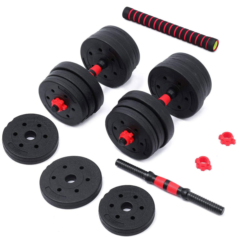 Photos - Barbells & Dumbbells MAXSTRENGTH Adjustable Vinyl Dumbbell Barbell Pair of Weights with Bar Spinlock for Home Gym Workout with Vinyl Weight Plate