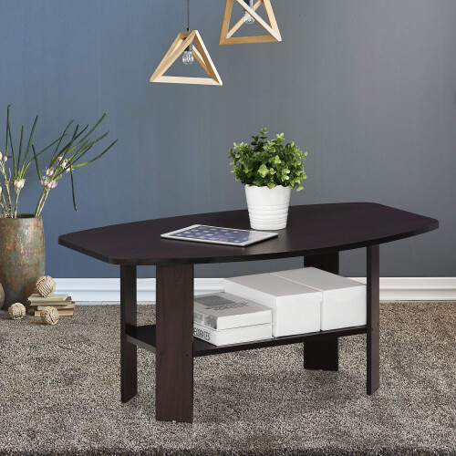 Furinno Simple Design Coffee Table, Side Table, Dark Walnut 2
