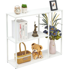 HDANI Console Table,3 Shelf Sofa Table,Thin Entryway Table,Metal Frame Couch Table for Small Spaces,Living Room,Hallway (White, 80?25?75cm)