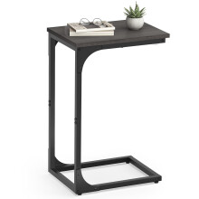 VASAGLE C-Shaped Side Table, Bedside Table, Sofa Side Table, Coffee Table, with Metal Frame, Industrial, for Living Room, Bedroom, Ebonised Oak and