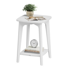 VASAGLE Side Table, Small Square End Table with Lower Shelf, Nightstand for Small Spaces, Living Room, Bedroom, Cloud White LET236W01