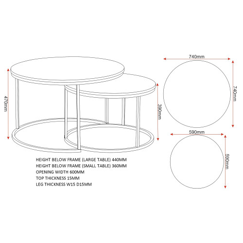 Seconique Seconique Dallas Round Coffee Table Set in Marble/Gold Effect 2
