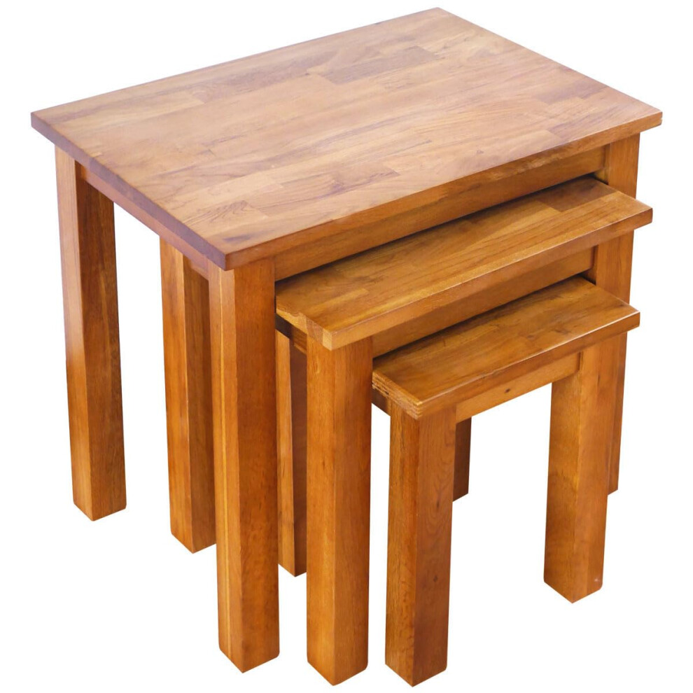 Aurotrice OAK Nest of Tables Nesting 3 Tables Coffee Table Solid-image-OPC-PJQGKWR-NEW