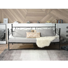 Junfeng Metal Day Bed Frame Single Bed Base Bedroom Furniture Bed for Adults, Kids, No Box Spring Needed, Black