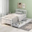 Merax 3FT Single Bed Frame with 2 Underbed Drawers, Solid Pine Wood Single Bed with Storage, Headboard Lattice Pattern Design, Guest Bed for Adults, 5