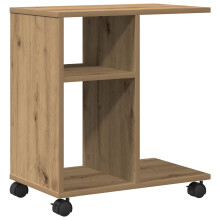 vidaXL Side Table - Compact Oak End Table with Shelves, Portable & Durable for Living Room, Engineered Wood/Metal