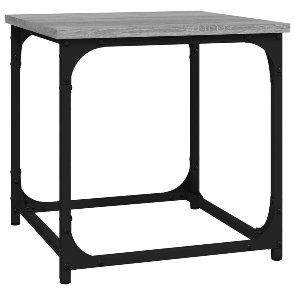 vidaXL Industrial Side Table ? Engineered Wood Top, Steel Frame, Adjustable Legs ? Unique Cube Design ? Practical Storage Solution for Living Room,