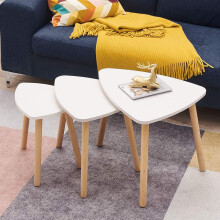 Panana Nest of 3 Tables Coffee Table Side End Table for Living Room Multi-functional Nesting Side Table (White)
