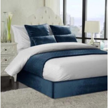 Jansons Direct Linens Soft French Velvet Divan Bed Base Wrap Valance in Single Bed Size in Royal Blue 42cm Deep