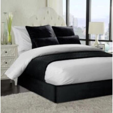 Jansons Direct Linens Soft French Velvet Divan Bed Base Wrap Valance in Small Double 4ft Bed Size in Black 42cm Deep