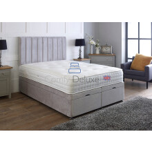 Comfy Deluxe LTD Velvetto Ottoman Gas Lift Bed With Vertical Lined Headboard | Side Lift Open Ottoman Bed | Base And Headboard Only (Silver, 2FT6