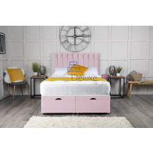 Comfy Deluxe LTD Plush Velvet Ottoman Divan Bed Foot Lift With Florence Headboard | Gas Lift Ottoman Divan Bed | Bed Base And Headboard Only (3.0FT